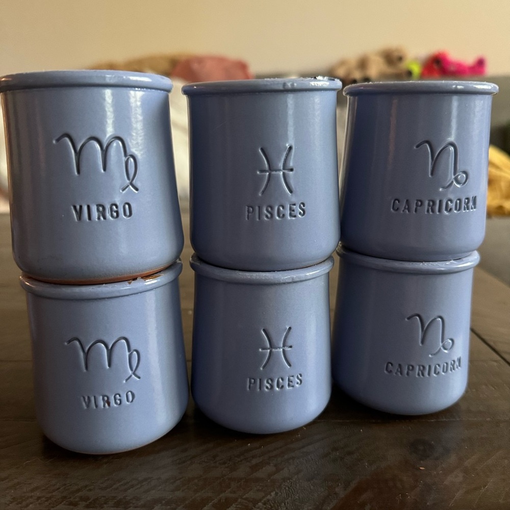 {La Fermière} ceramic/clay empty yoghurt pots, ZODIAC- 2 pots per purchase